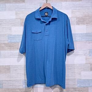 FOOTJOY Performance Jersey Polo Shirt Blue Soft Pocket Golf Office Mens XL